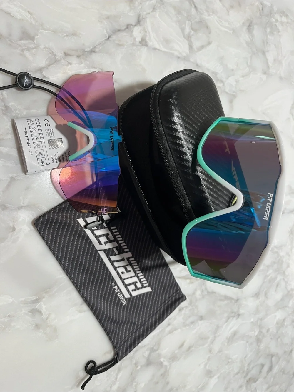 Pit Viper Teal Frame Mirrored Visor with Iridescent Lenses